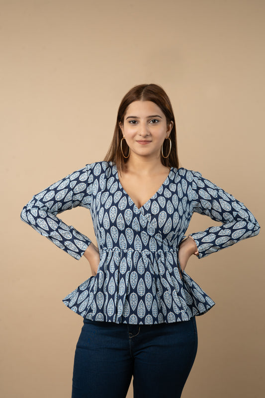 Indigo Wrap Top