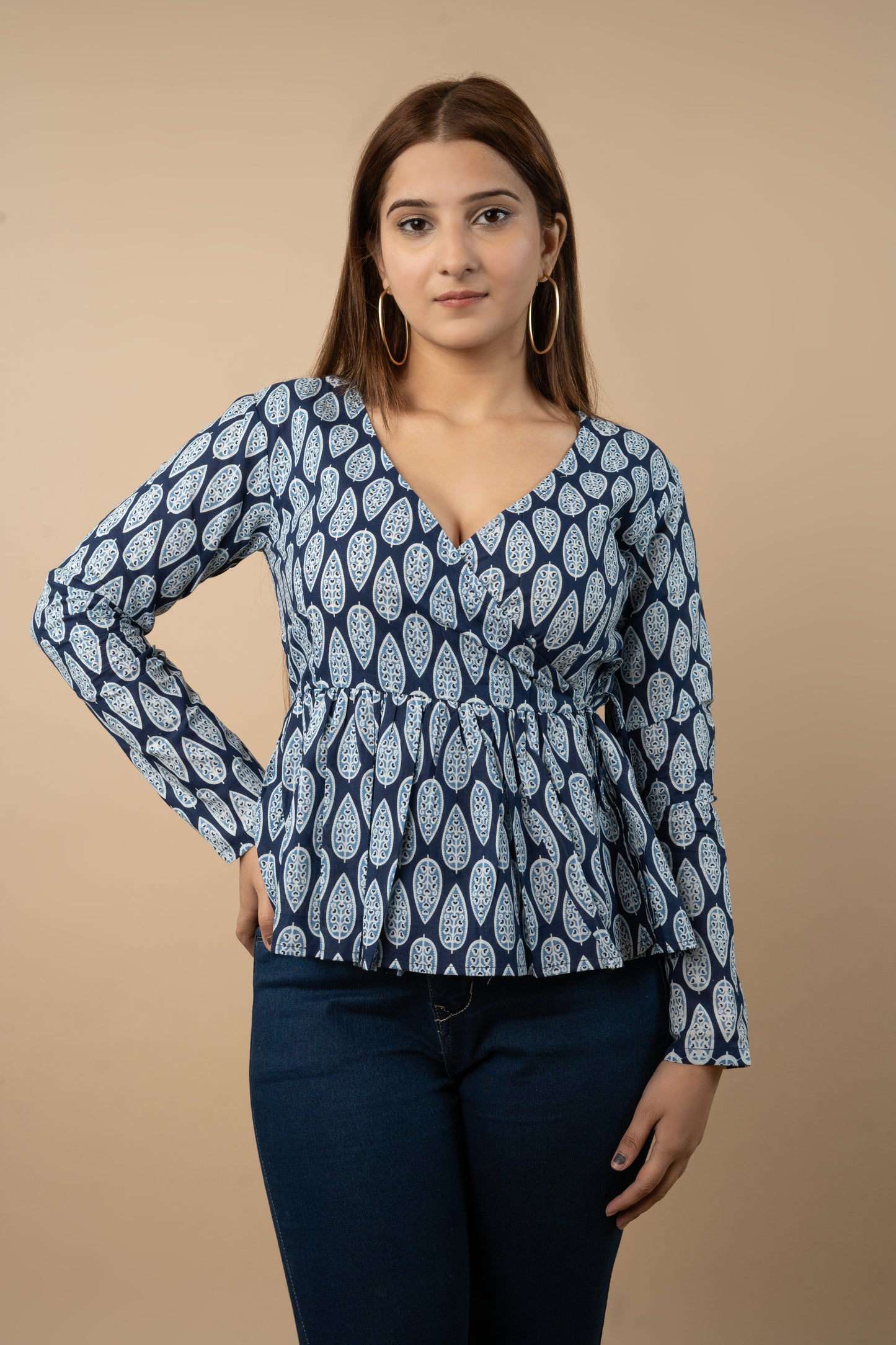 Indigo Wrap Top
