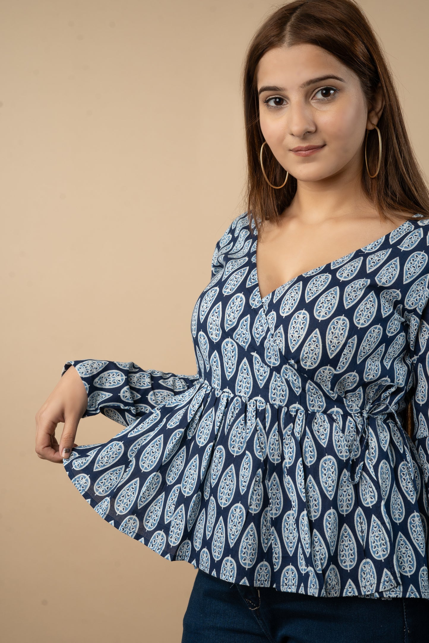 Indigo Wrap Top