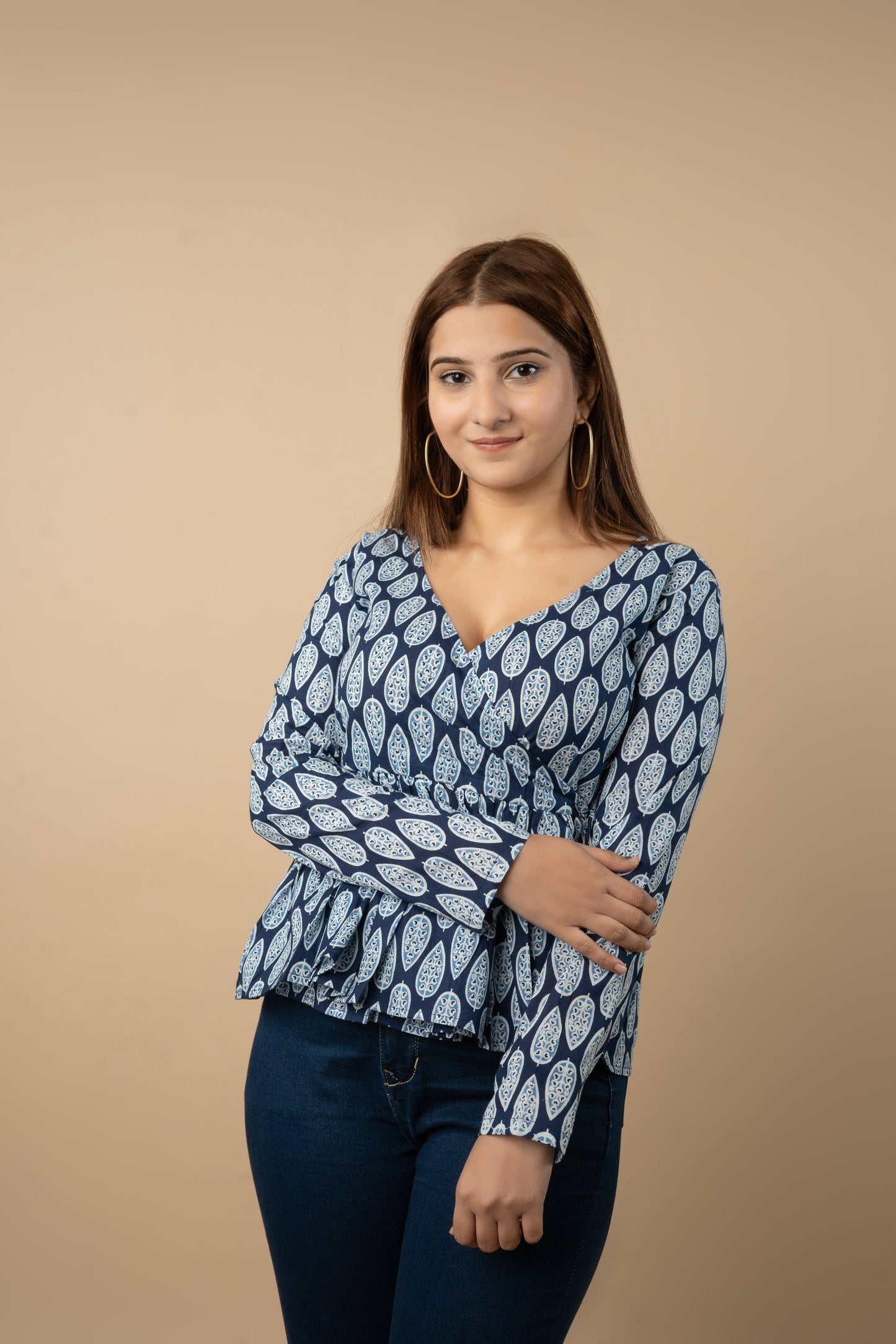 Indigo Wrap Top