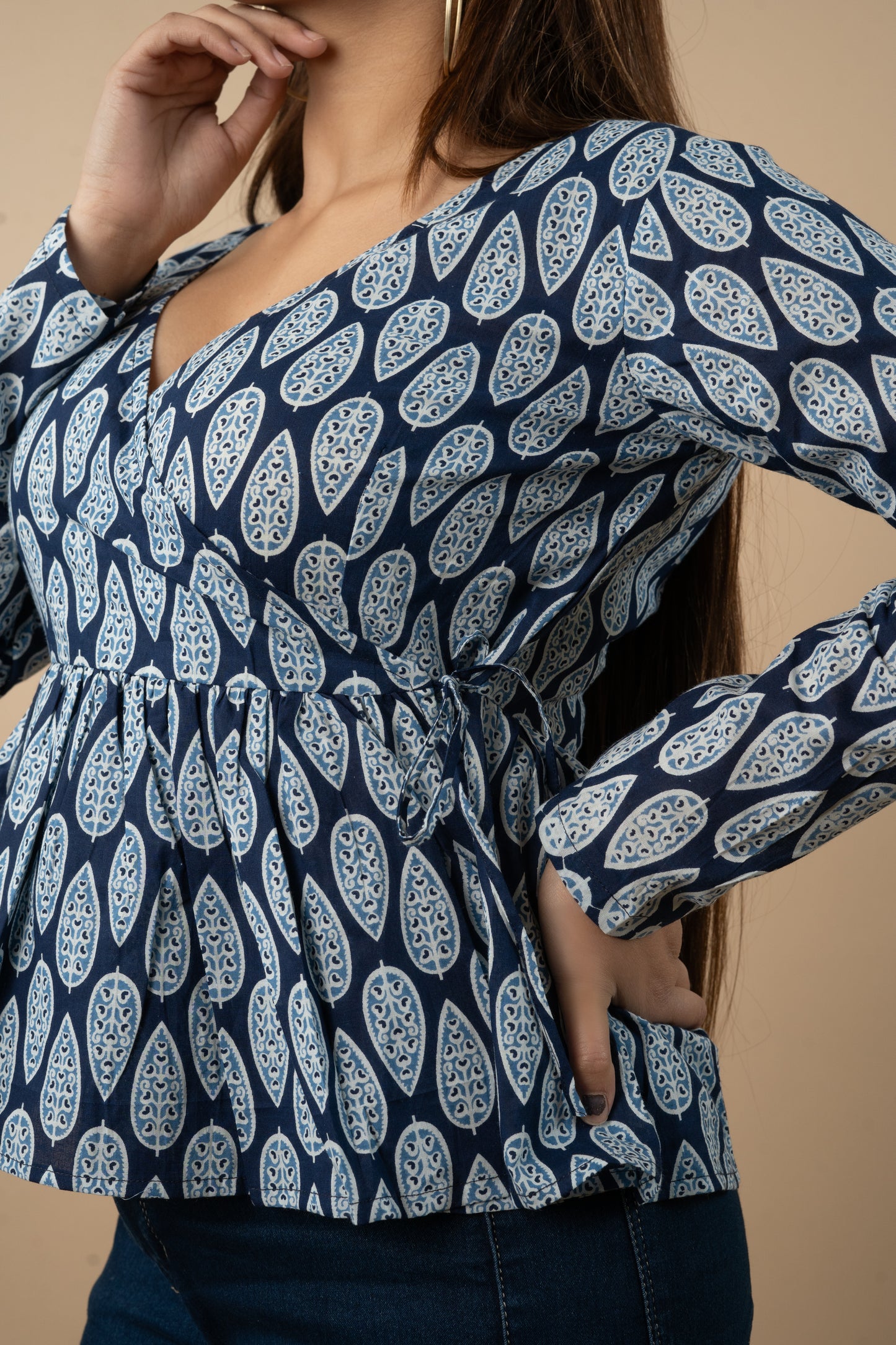 Indigo Wrap Top
